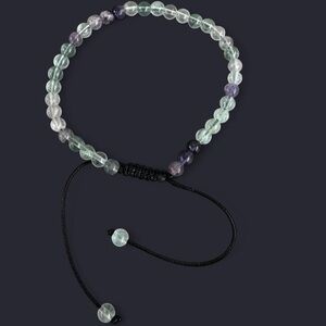 Fluorite Adjustable Gemstone Bead Bracelet 4mm